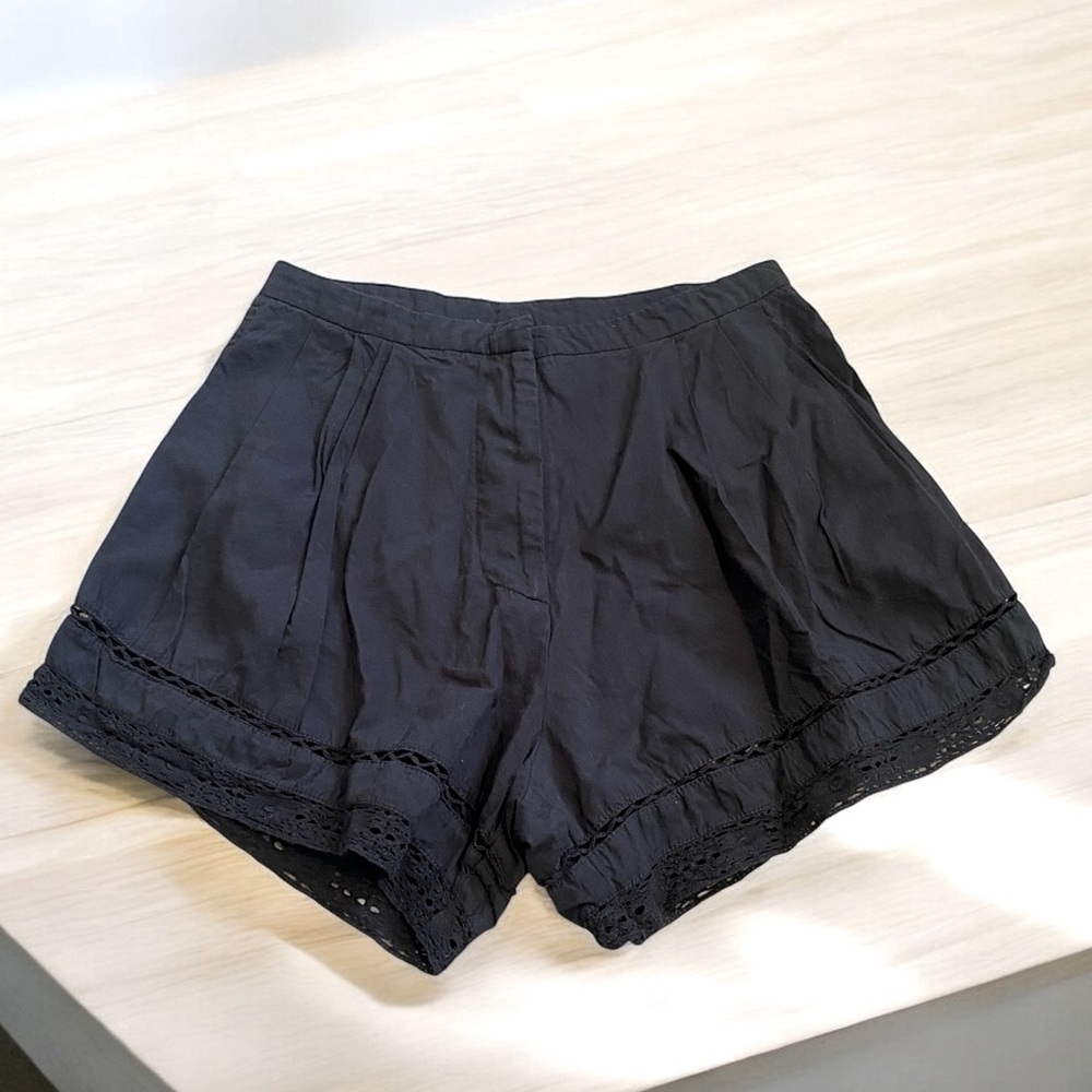 Tularosa high rise eyelet lace trim shorts black